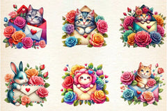 Valentine Peeking Animal Clipart Bundle - CraftNest - Digital Crafting and Art