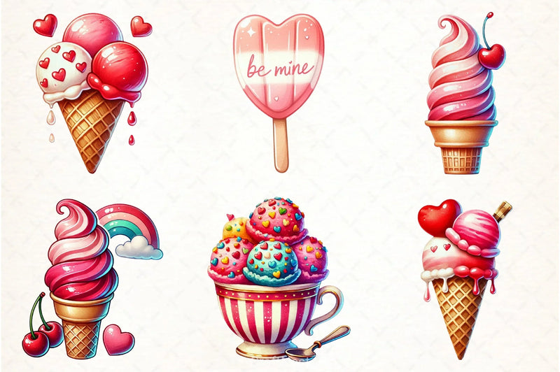 Valentine Ice Cream Clipart Bundle - CraftNest - Digital Crafting and Art