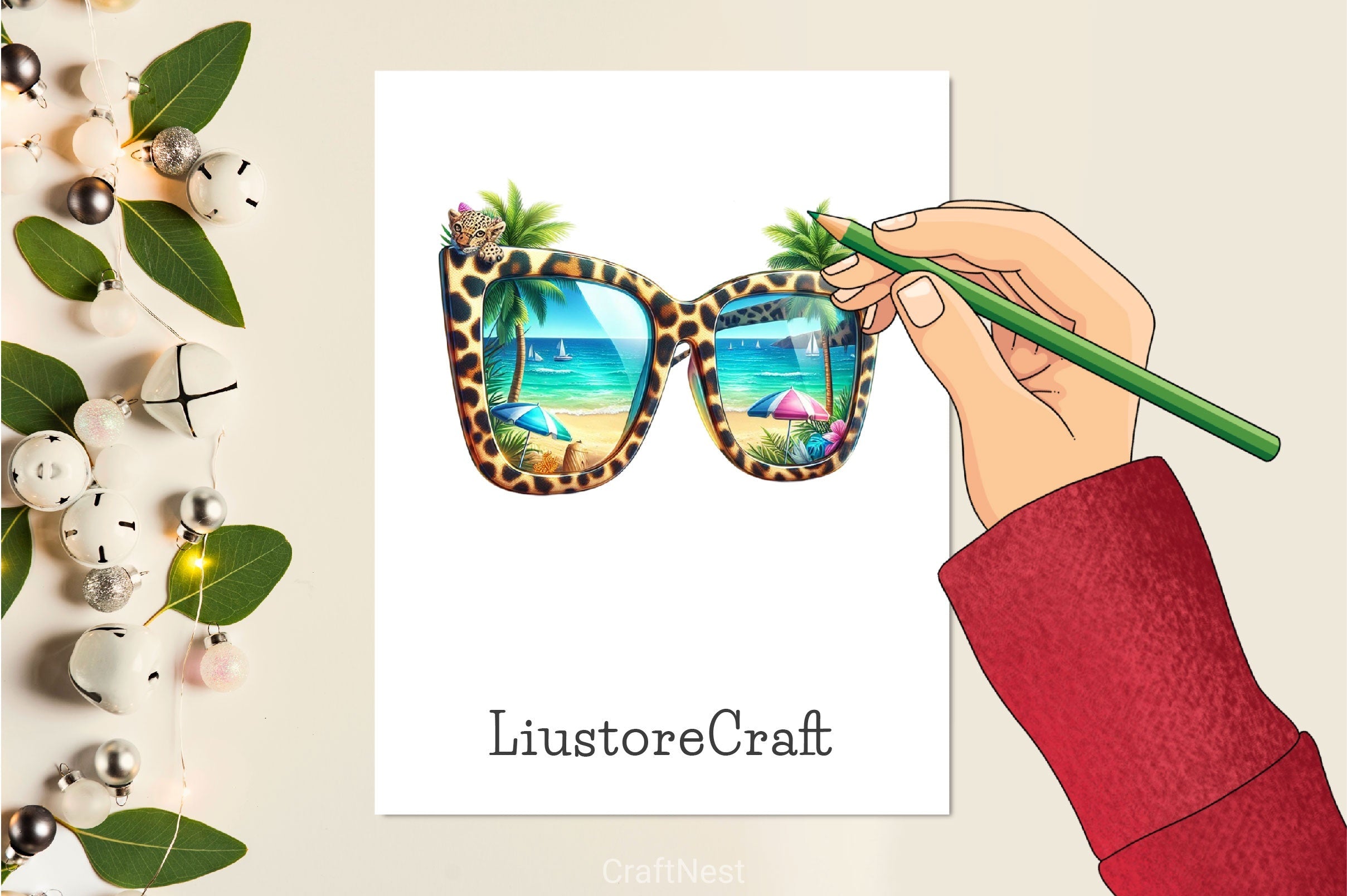 Summer Sunglasses With Beach Clipart Bundle