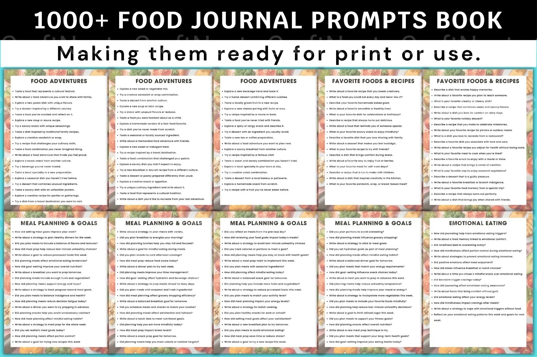 Food Prompts Book for Creative Inspiration - CraftNest - Digital Crafting and Art