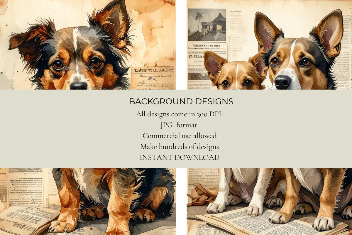 Vintage Dogs Junk Journal Papers - CraftNest - Digital Crafting and Art