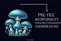 Blue Mushroom Clipart Bundle - CraftNest - Digital Crafting and Art