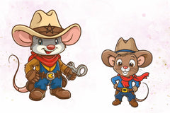 Cute Cowboy Mouse Clipart Bundle - CraftNest - Digital Crafting and Art