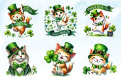 St Patrick's Day Cats Clipart Bundle - CraftNest - Digital Crafting and Art