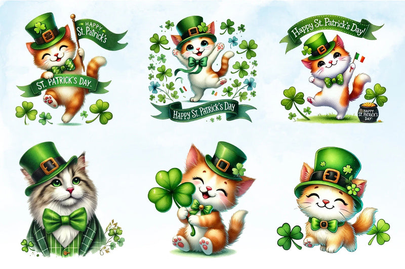 St Patrick's Day Cats Clipart Bundle - CraftNest - Digital Crafting and Art