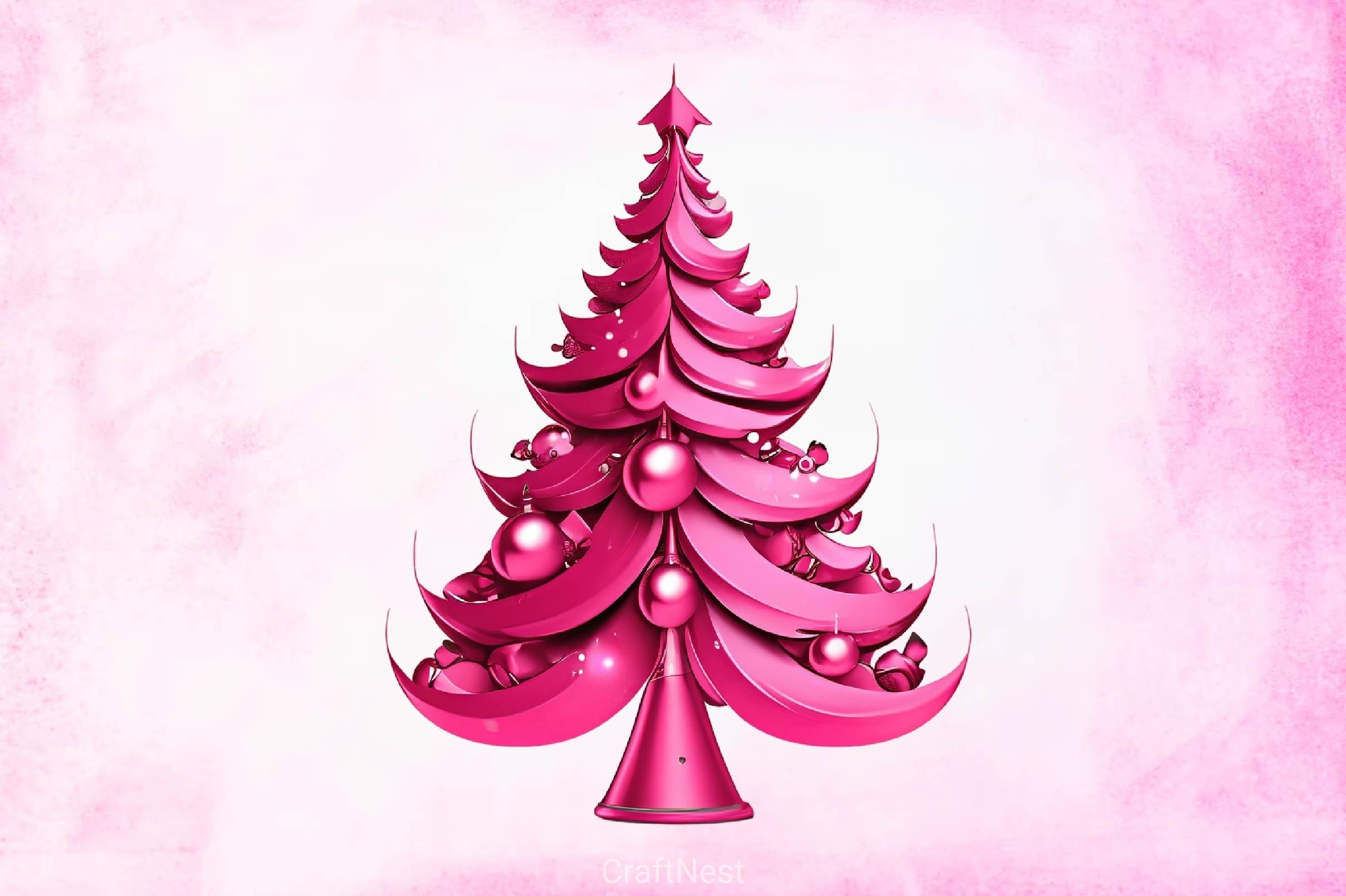 Pink Glam Christmas Tree Clipart Bundle