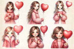 Valentine Cute Girl Clipart Bundle - CraftNest - Digital Crafting and Art