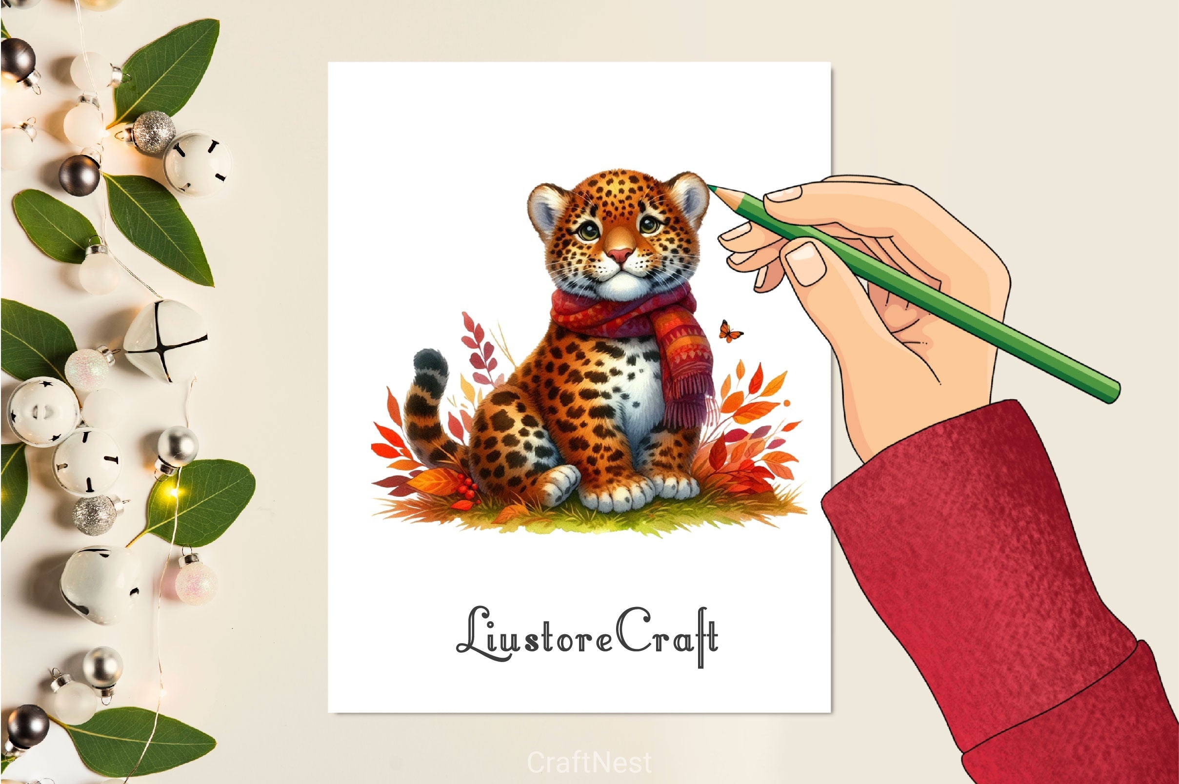 Cute Autumn Jaguar Clipart Bundle 2