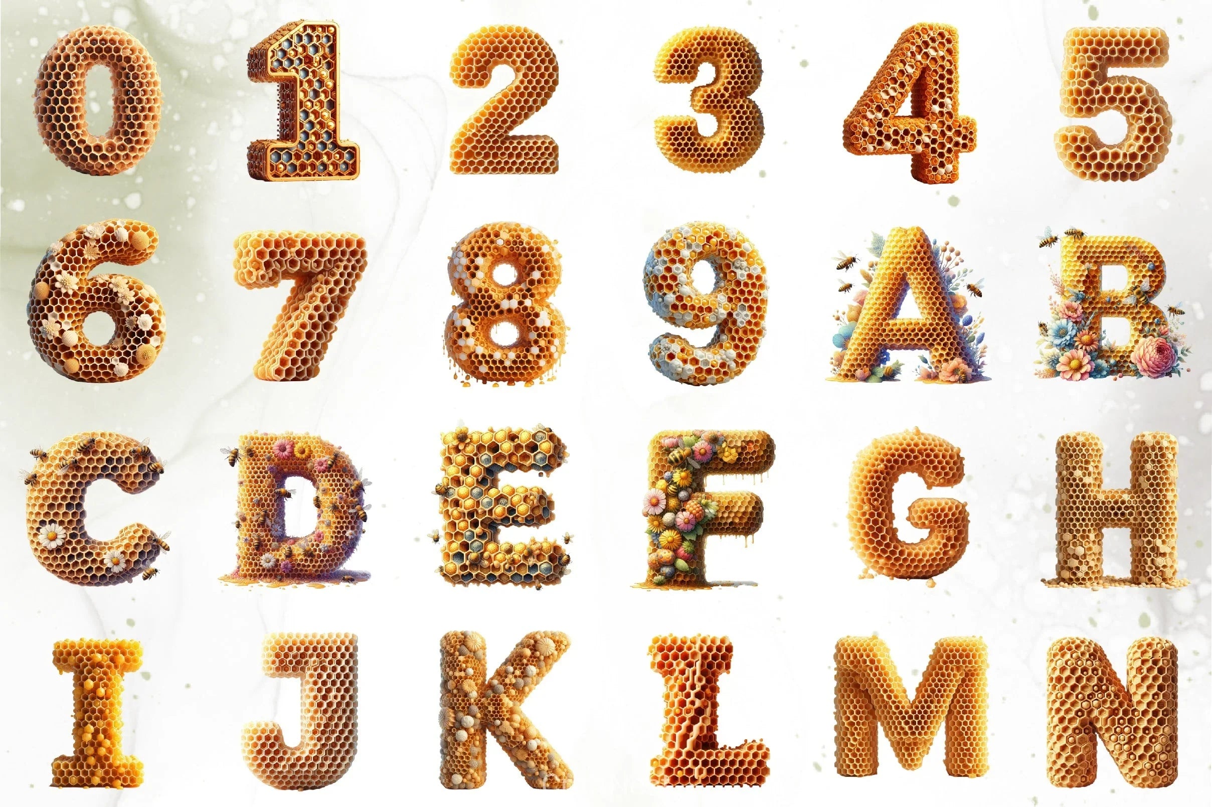 Honeycomb Alphabet Clipart Bundle - CraftNest - Digital Crafting and Art
