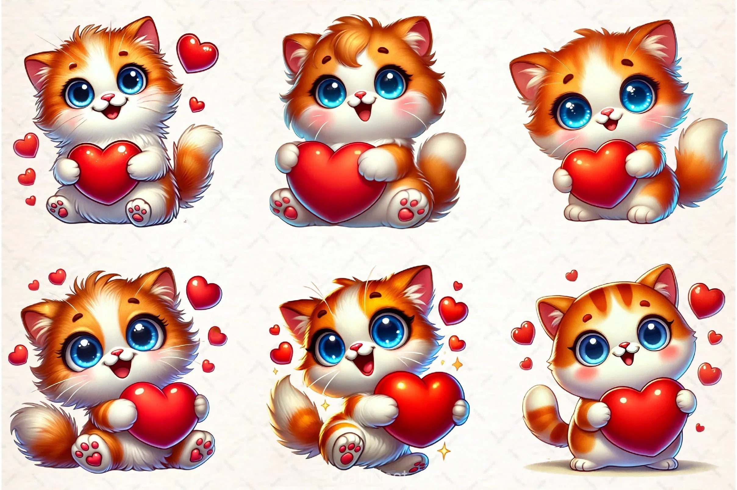 Valentine Cat Clipart Bundle - CraftNest - Digital Crafting and Art