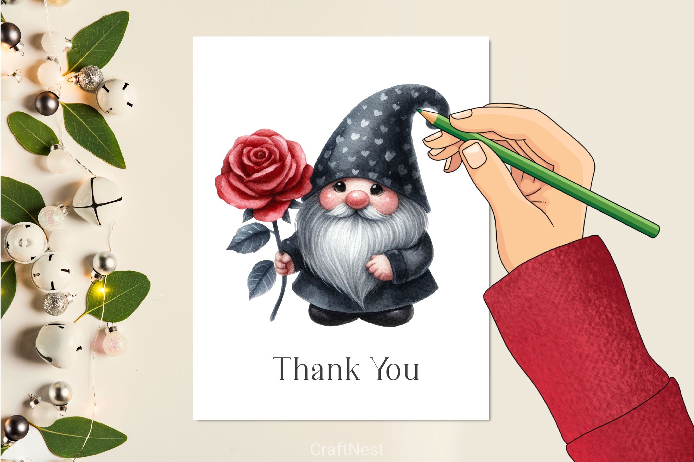 Black Valentine Gnome Clipart Bundle