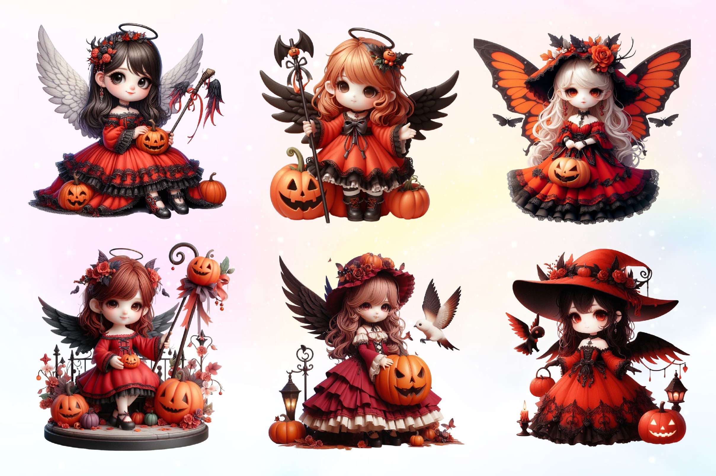 Halloween Cute Angel Clipart Bundle 2