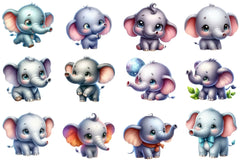 Cute Elephant Clipart Bundle - CraftNest - Digital Crafting and Art