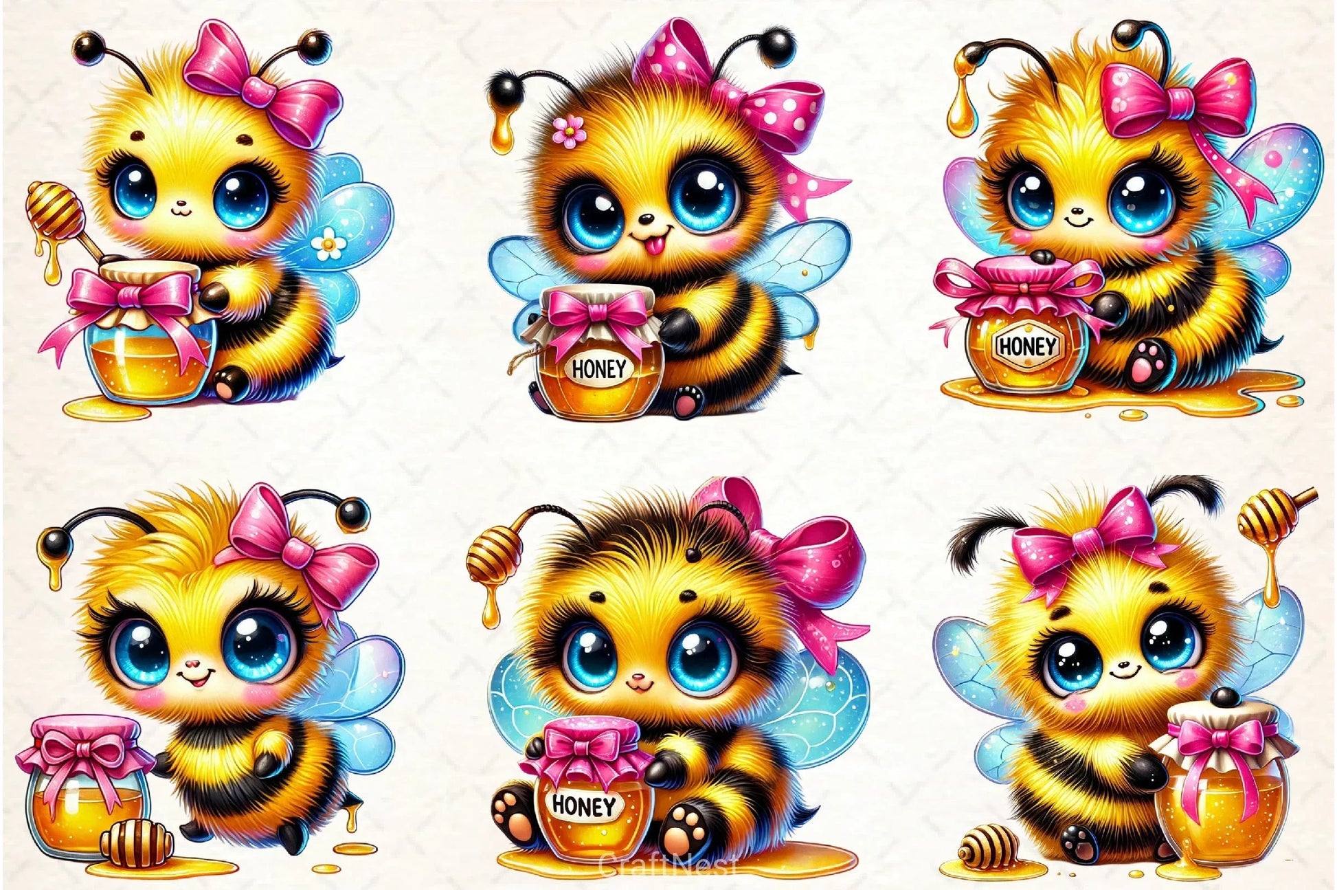 Cute Honey Bee Clipart Bundle - CraftNest - Digital Crafting and Art