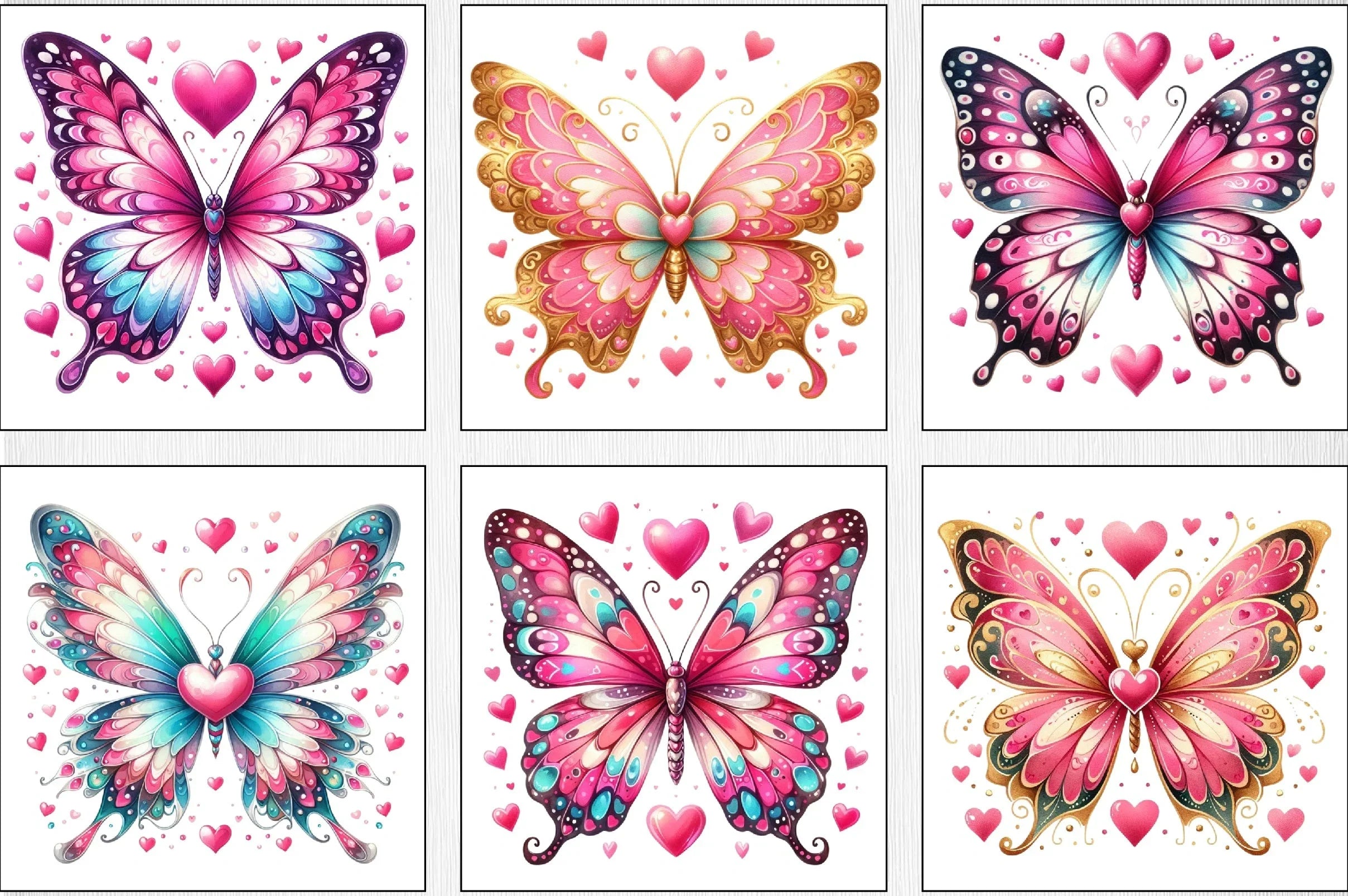 Valentine Butterfly Clipart Bundle - CraftNest - Digital Crafting and Art