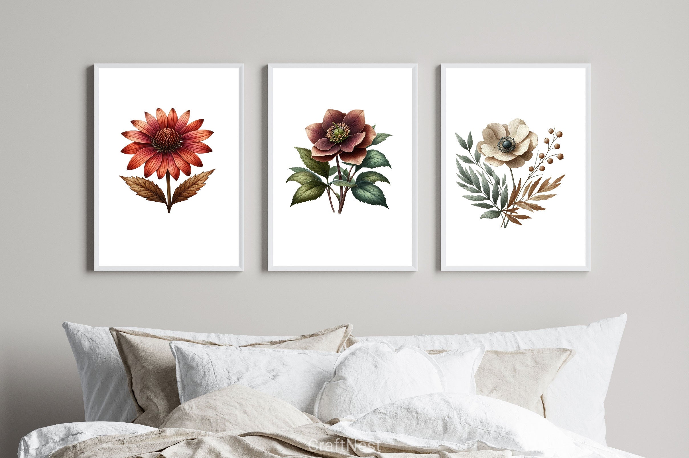 Autumn Flowers And Wildflowers Clipart Bundle