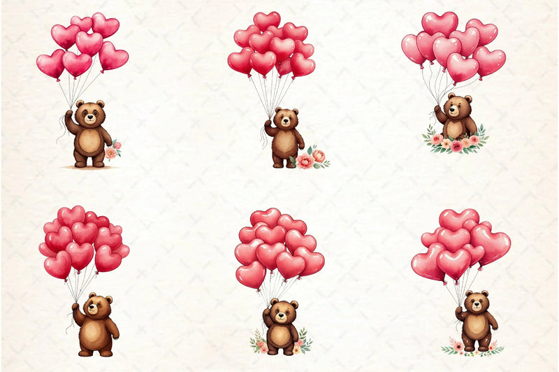 Valentine Teddy Bear Clipart Bundle 2 - CraftNest - Digital Crafting and Art