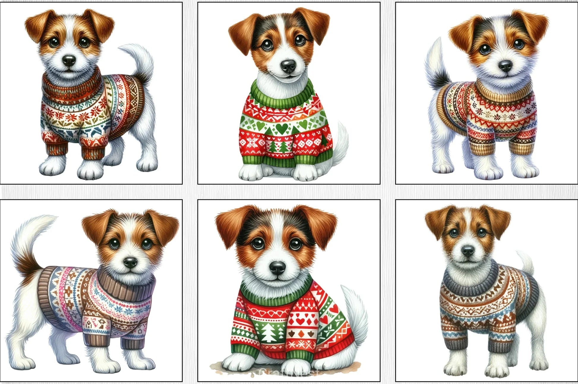 Christmas Jack Russell Terrier Clipart Bundle - CraftNest - Digital Crafting and Art