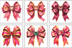 Pink Gem Bow Clipart Bundle - CraftNest - Digital Crafting and Art