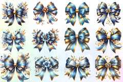 Blue Gold Bow Clipart Bundle - CraftNest - Digital Crafting and Art