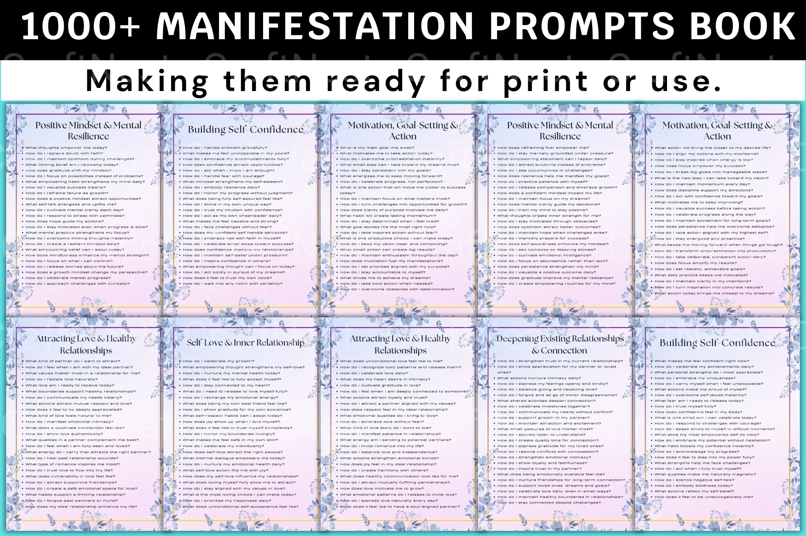 Manifestation Prompts Book for Personal Growth - CraftNest - Digital Crafting and Art