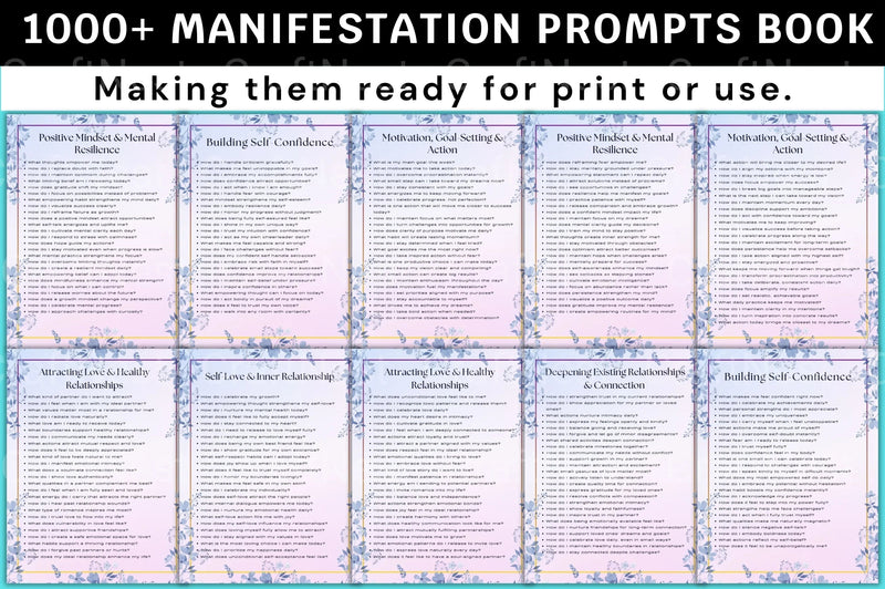 Manifestation Prompts Book for Personal Growth - CraftNest - Digital Crafting and Art
