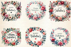 Valentine's Floral Wreath Clipart Bundle - CraftNest - Digital Crafting and Art