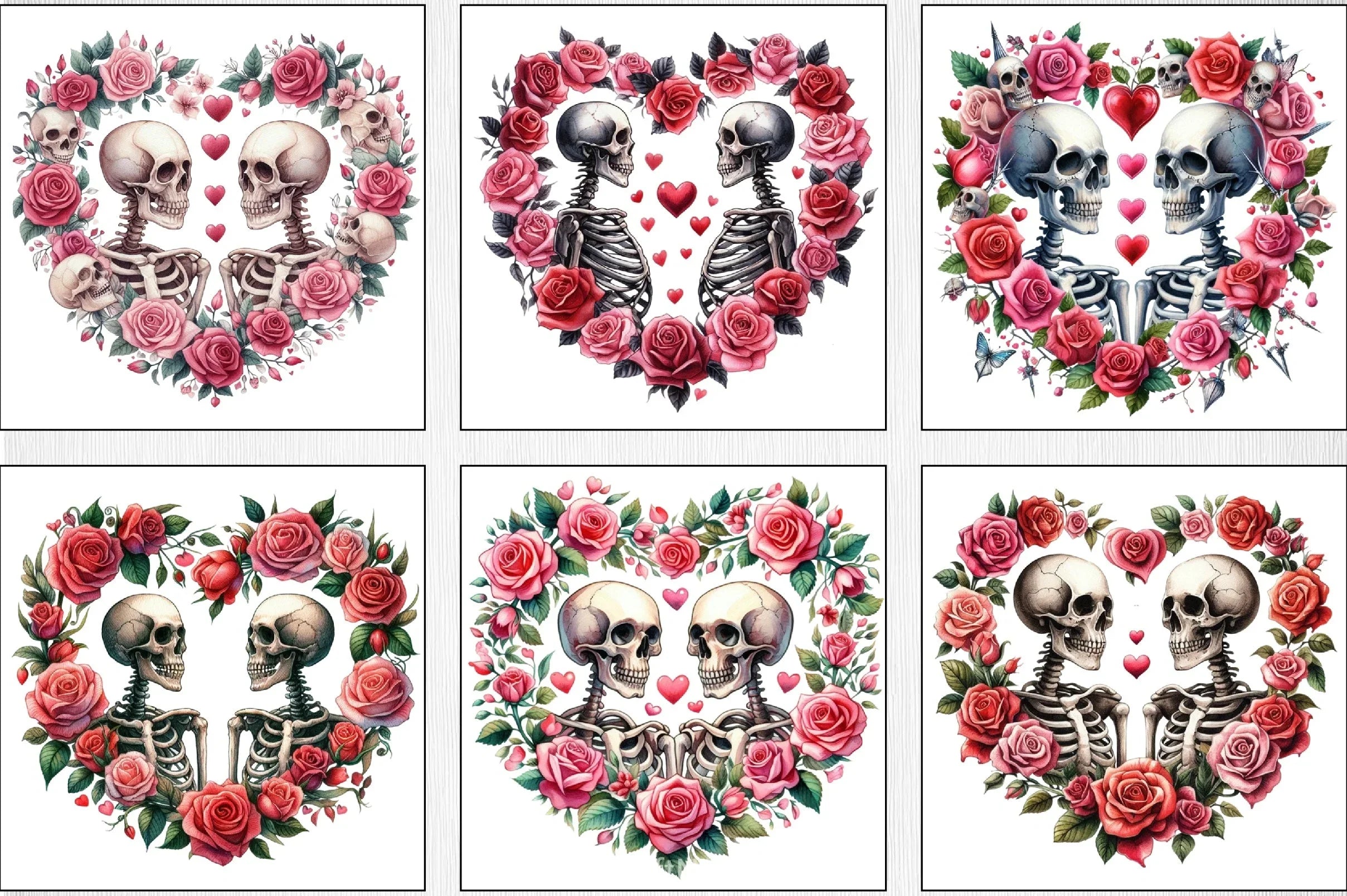 Valentine's Day Skull Heart Clipart Bundle - CraftNest - Digital Crafting and Art