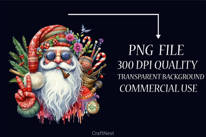Hippie Santa Clipart Bundle - CraftNest - Digital Crafting and Art