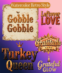 Thanksgiving Retro Distressed Text Clipart Bundle - CraftNest - Digital Crafting and Art