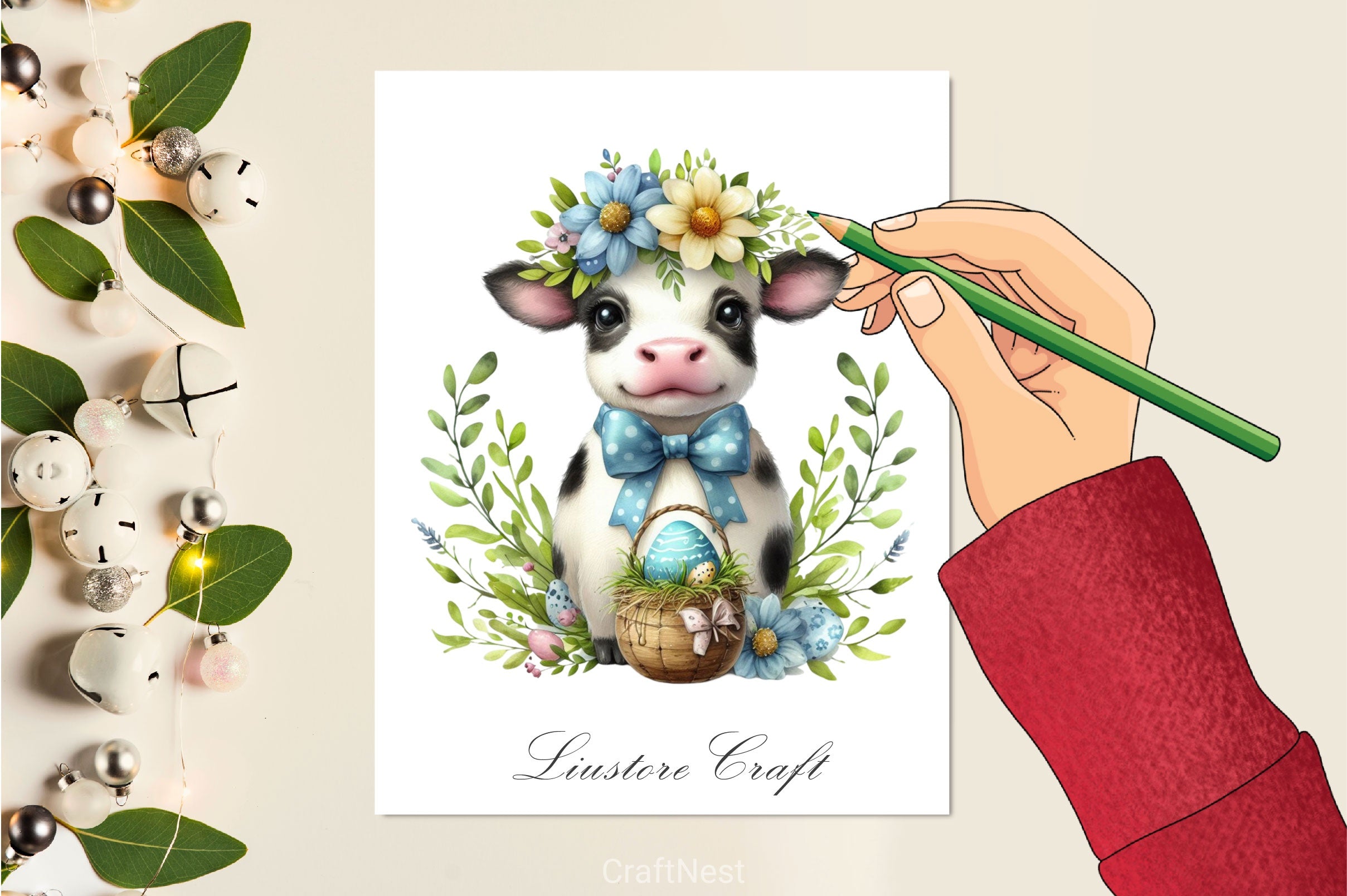 Easter Cow Clipart Bundle 3