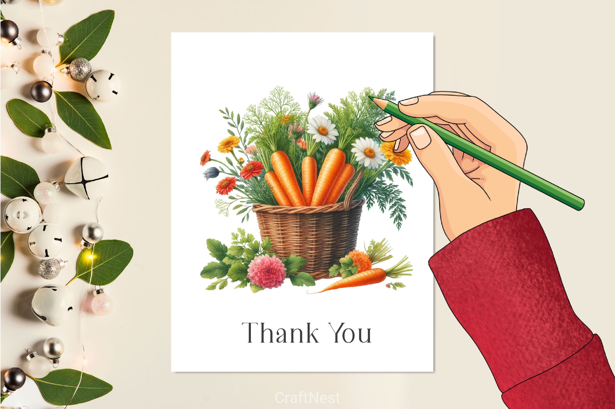 Carrot In Basket Clipart Bundle 2