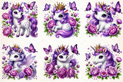 Purple Princess Unicorn Clipart Bundle - CraftNest - Digital Crafting and Art