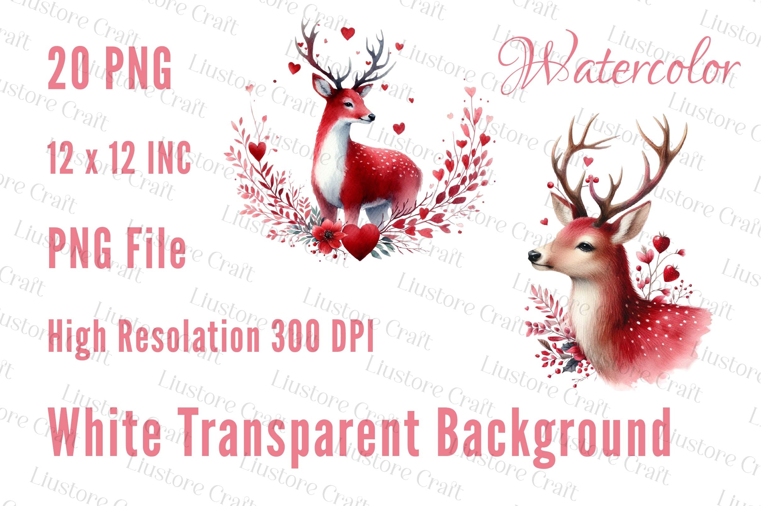 Valentines Deer Clipart Bundle