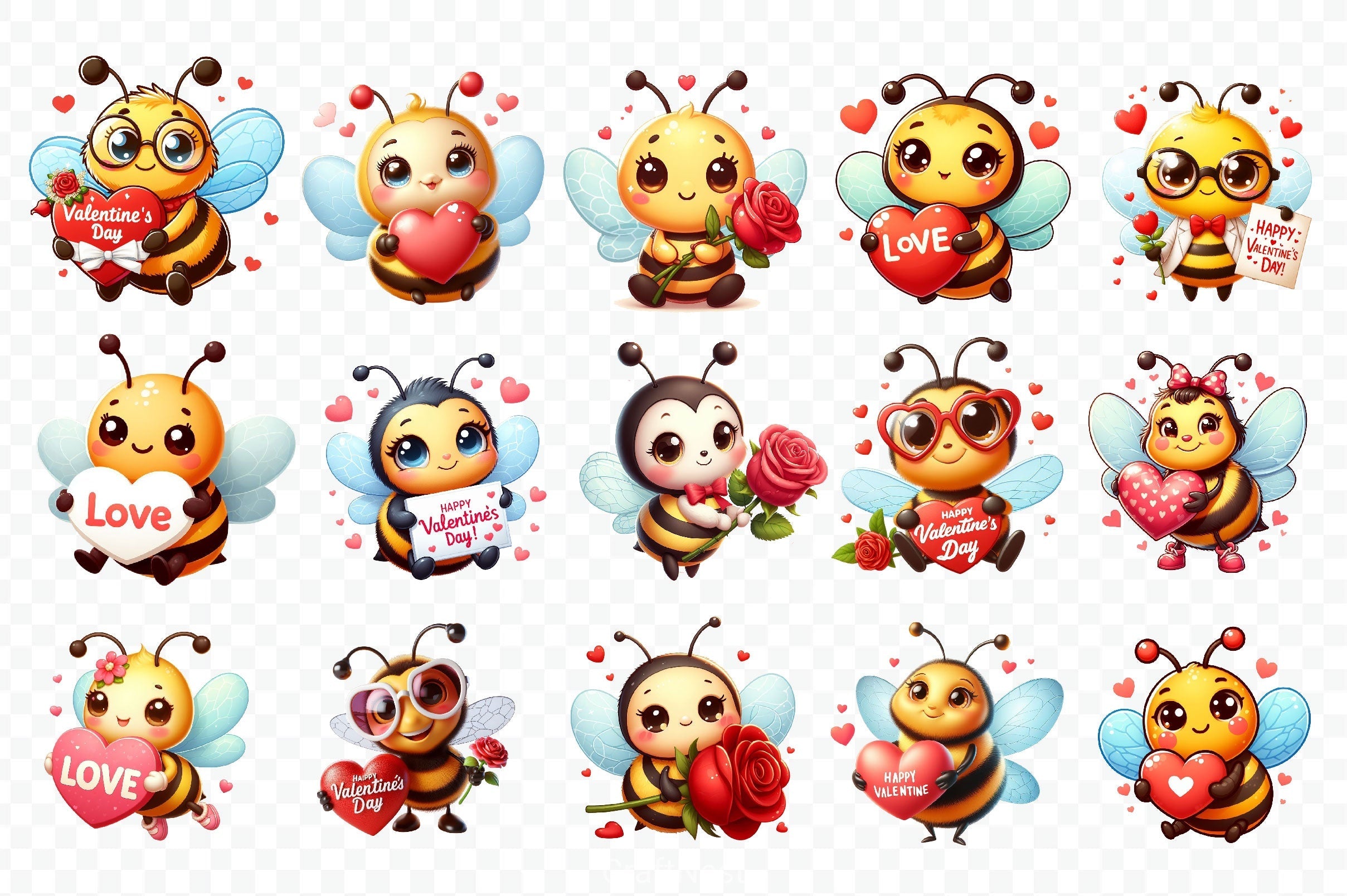 Bee Valentine's Day Clipart Bundle 2