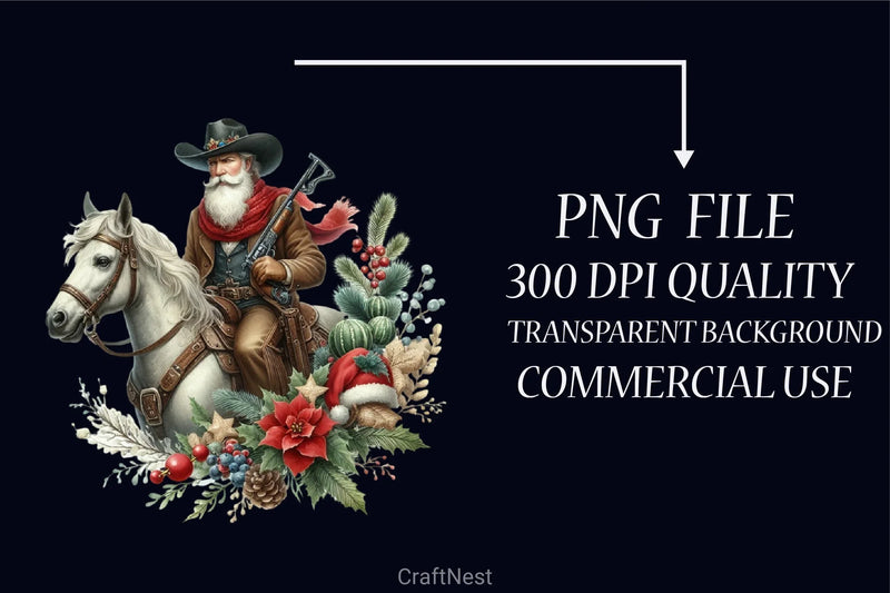 Vintage Cowboy Santa Clipart Bundle - CraftNest - Digital Crafting and Art