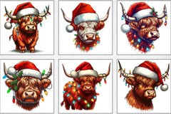 Christmas Highland Cow Clipart Bundle - CraftNest - Digital Crafting and Art
