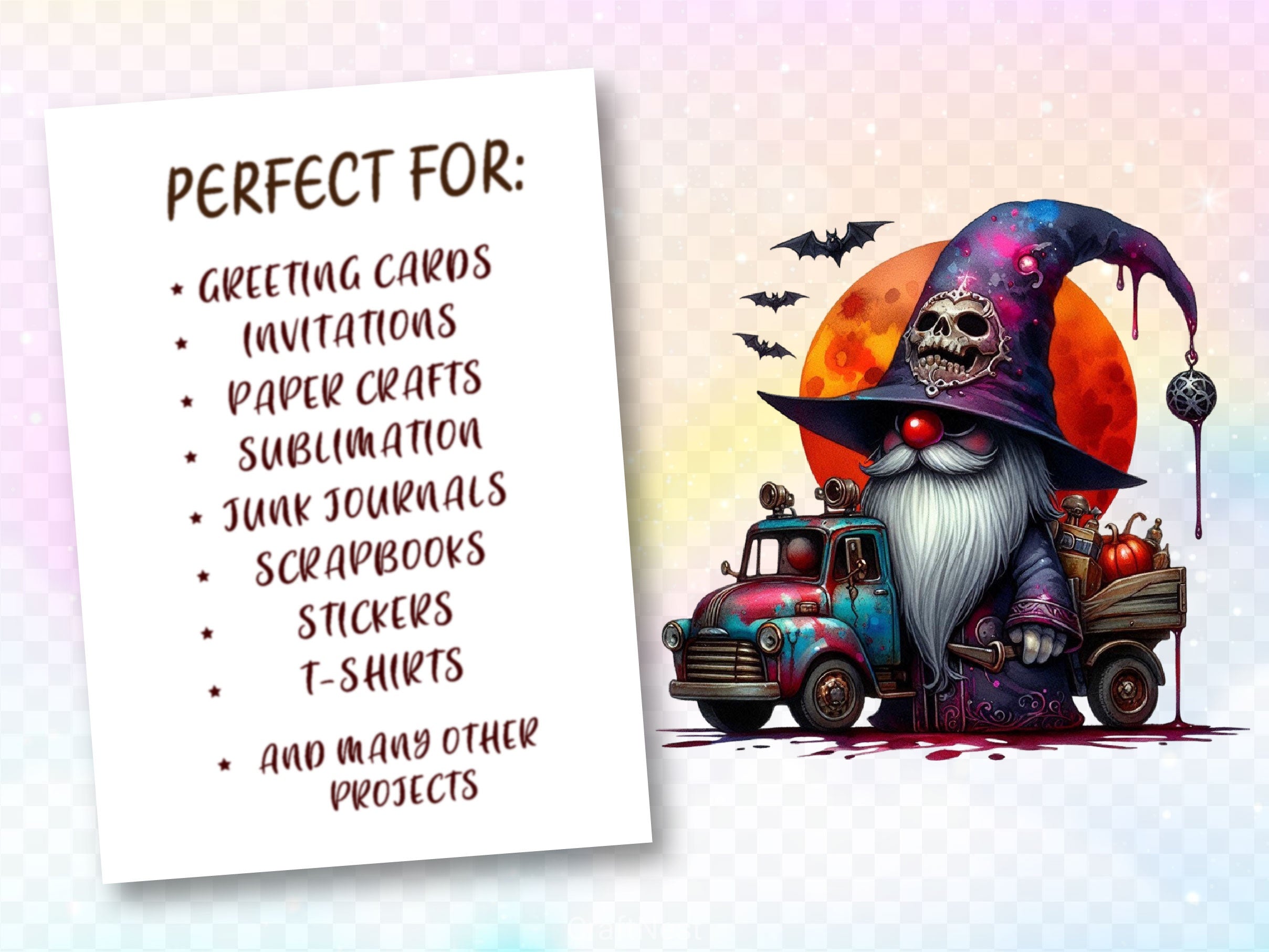 Gothic Halloween Gnome Clipart Bundle 2