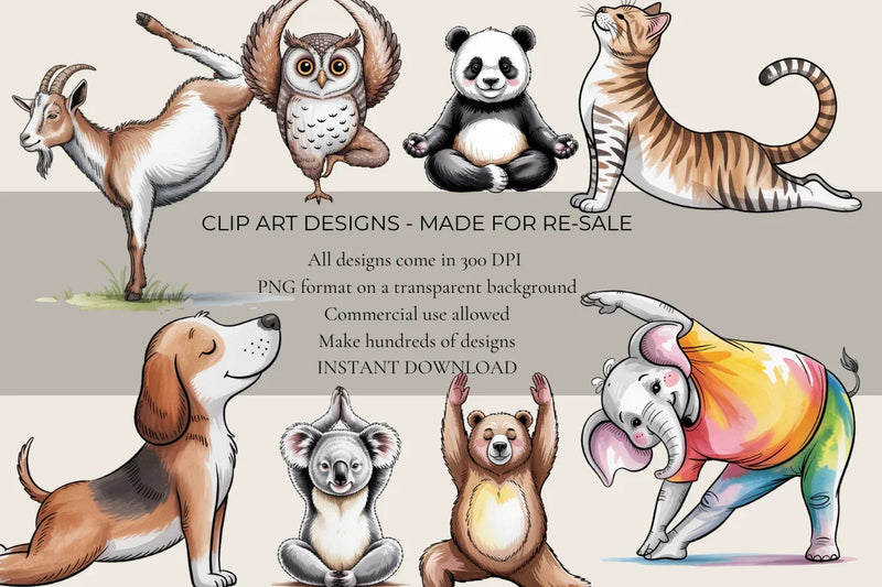 Yoga Animals Clipart - CraftNest - Digital Crafting and Art