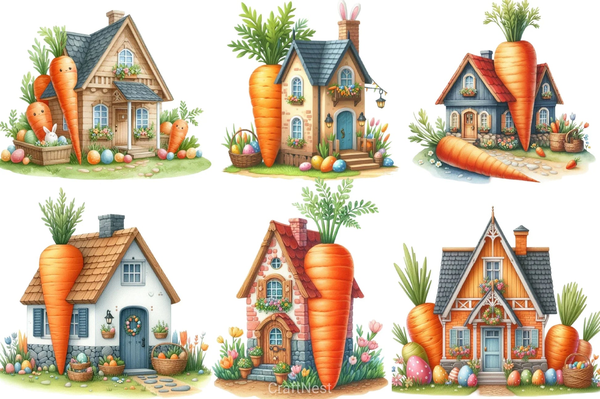 Carrot House Clipart Bundle 1 - CraftNest - Digital Crafting and Art