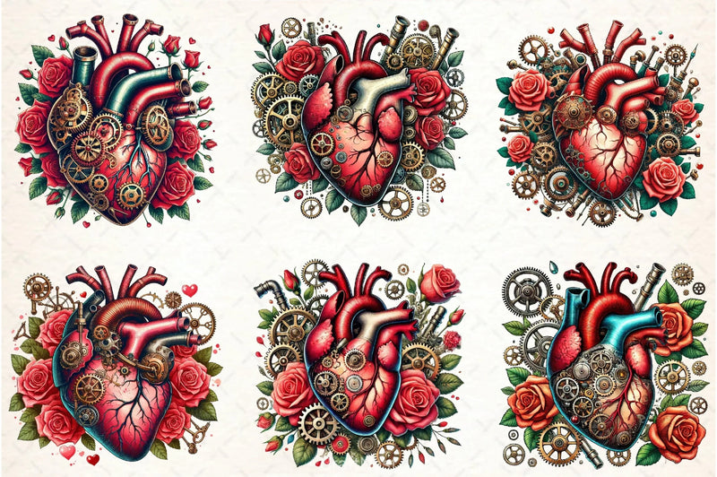 Steampunk Heart Clipart Bundle - CraftNest - Digital Crafting and Art