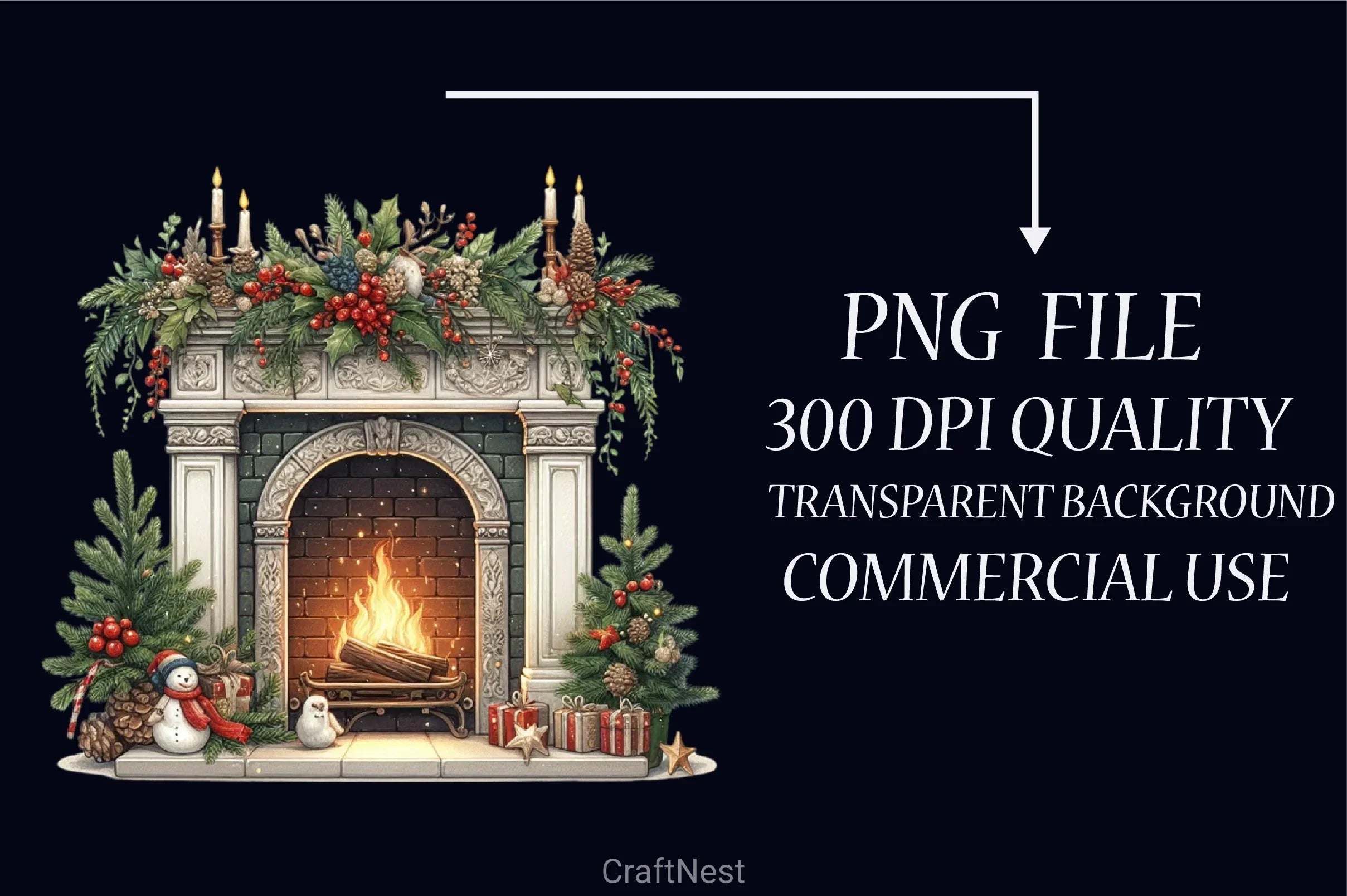 Christmas Fireplace Clipart Bundle 5 - CraftNest - Digital Crafting and Art
