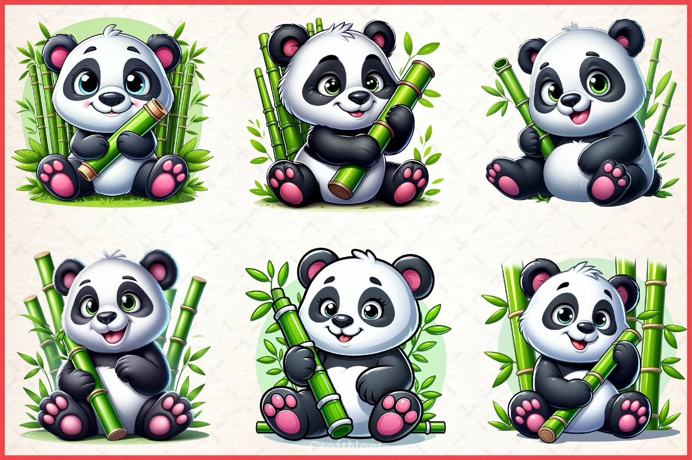 Cute Panda Clipart Bundle - CraftNest - Digital Crafting and Art