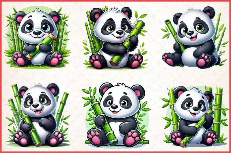 Cute Panda Clipart Bundle - CraftNest - Digital Crafting and Art