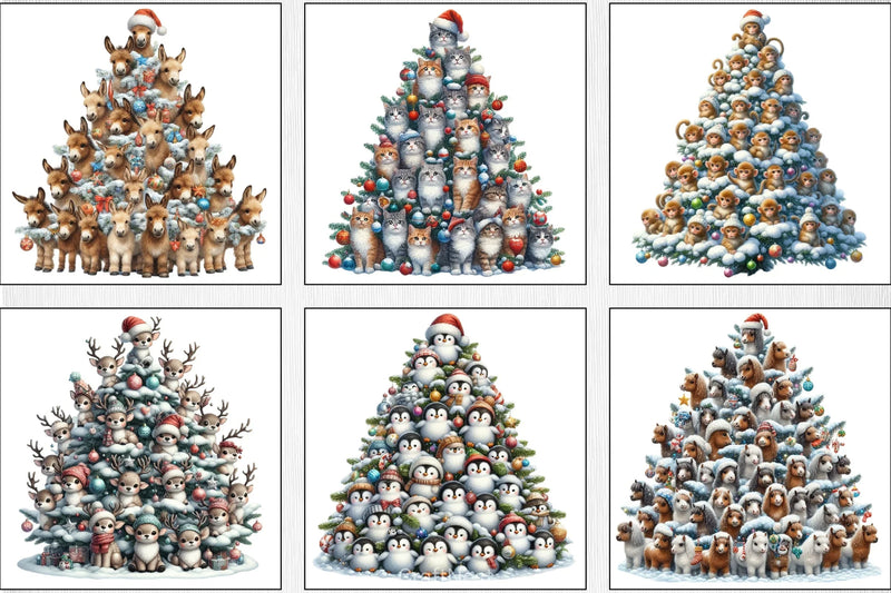 Animal Christmas Tree Clipart Bundle - CraftNest - Digital Crafting and Art