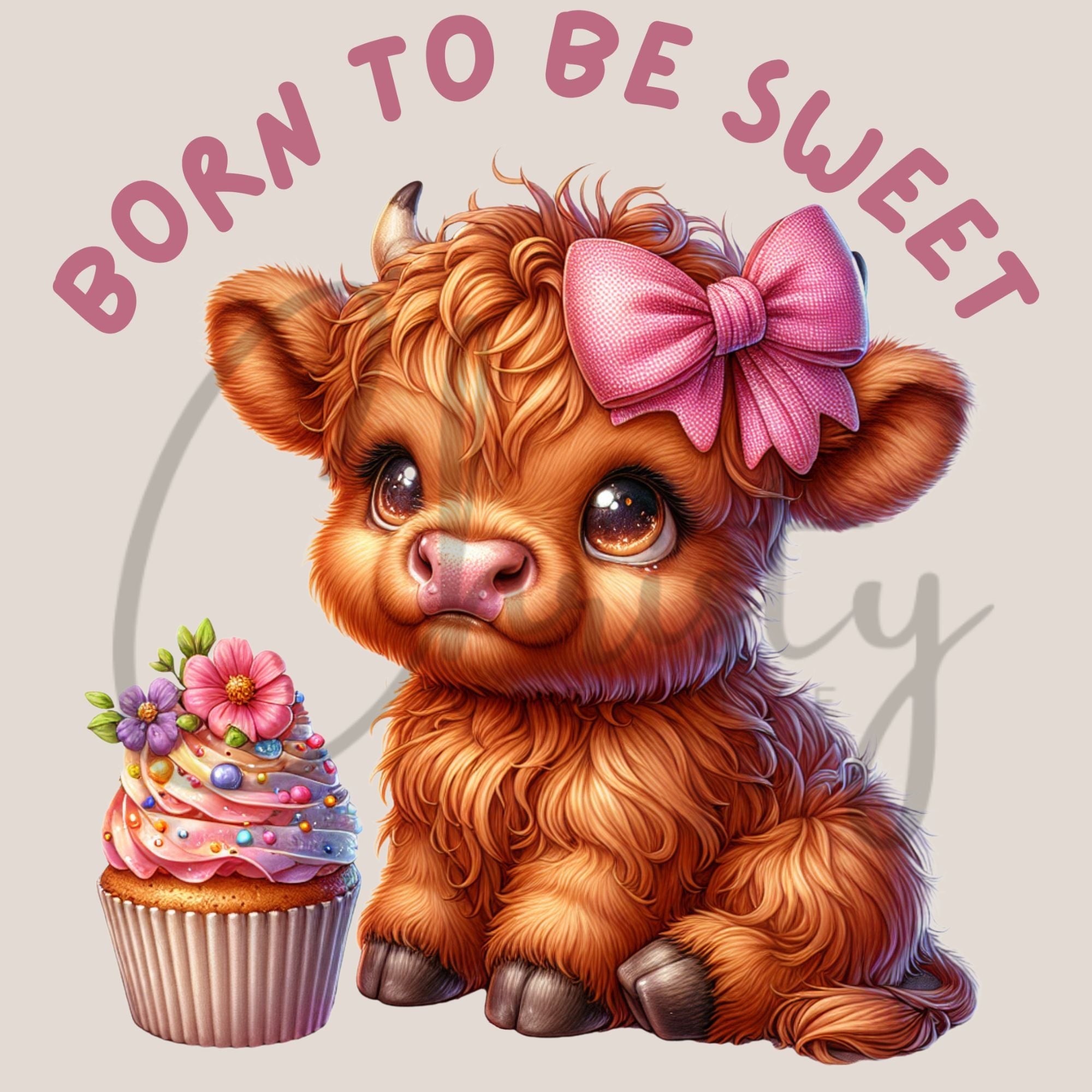 Highland Cow Cupcake Clipart Bundle