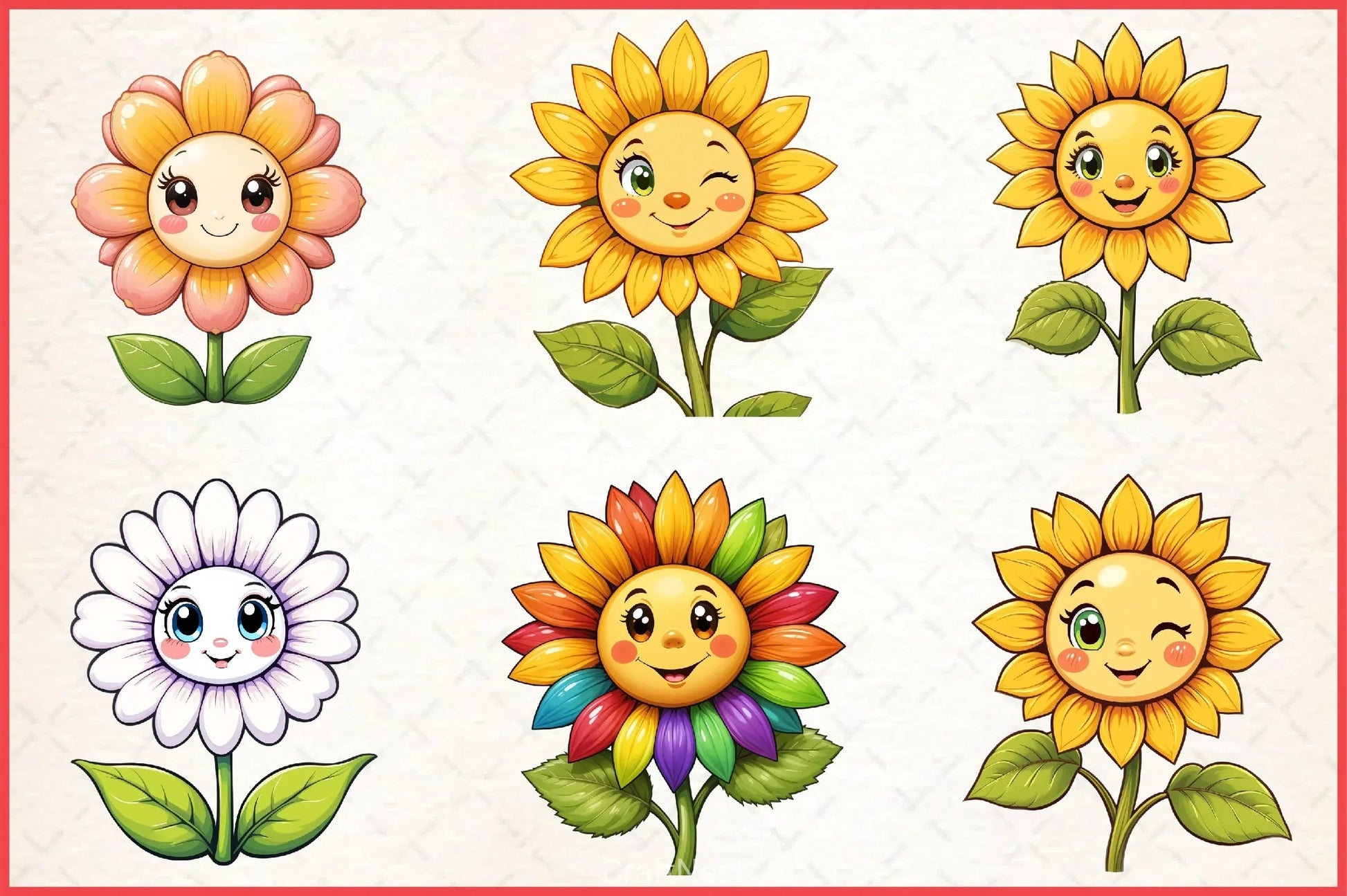 Cute Sunflower Clipart Bundle - CraftNest - Digital Crafting and Art