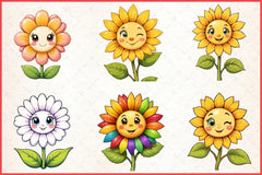 Cute Sunflower Clipart Bundle - CraftNest - Digital Crafting and Art