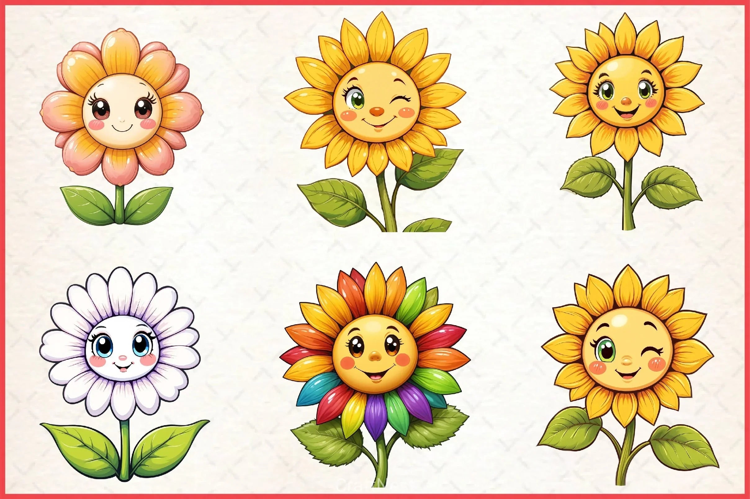 Cute Sunflower Clipart Bundle - CraftNest - Digital Crafting and Art