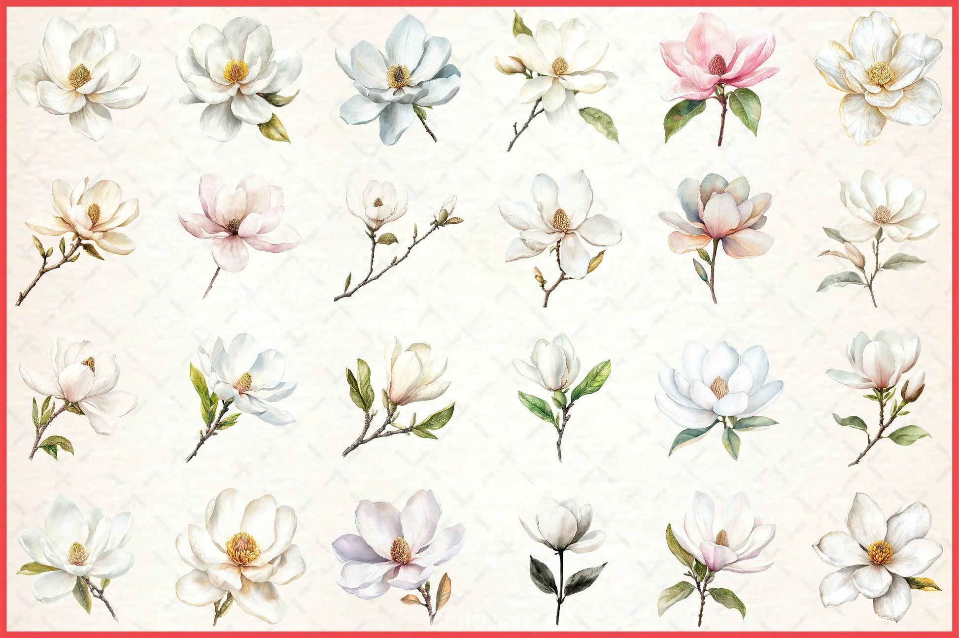 White Magnolia Clipart Bundle - CraftNest - Digital Crafting and Art